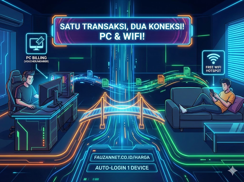 Inovasi "Hybrid Access" Fauzan Net: Beli Paket Warnet, Otomatis Nikmati WiFi Hotspot Premium Gratis
